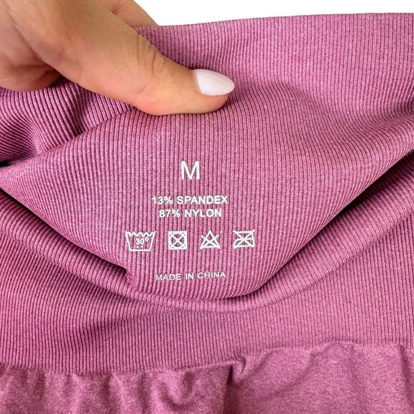 NVGTN Mauve Pink High Waist Contoured Seamless Ankle Workout Athleisure Leggings - Picture 8 of 8